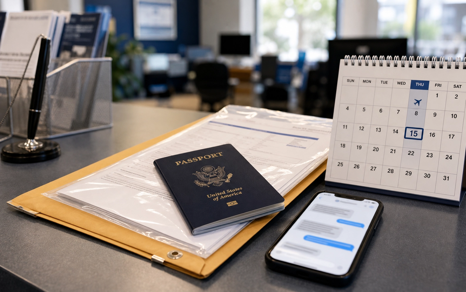 Passport documents prepared for a requested delivery date
