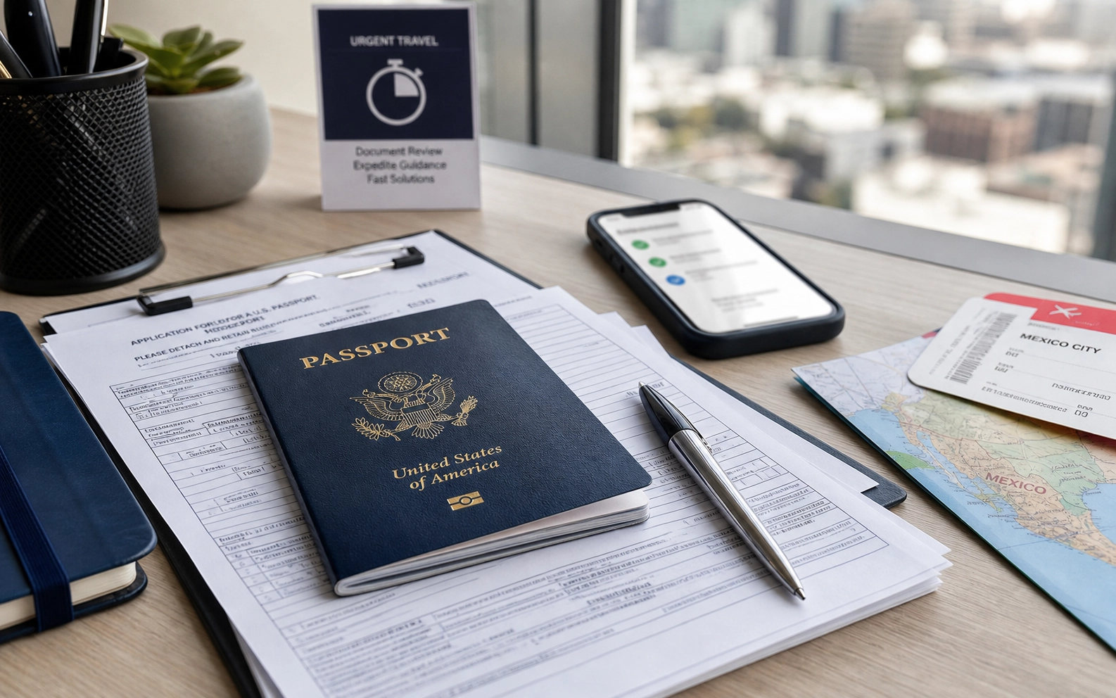 Passport and travel documents ready before urgent international travel